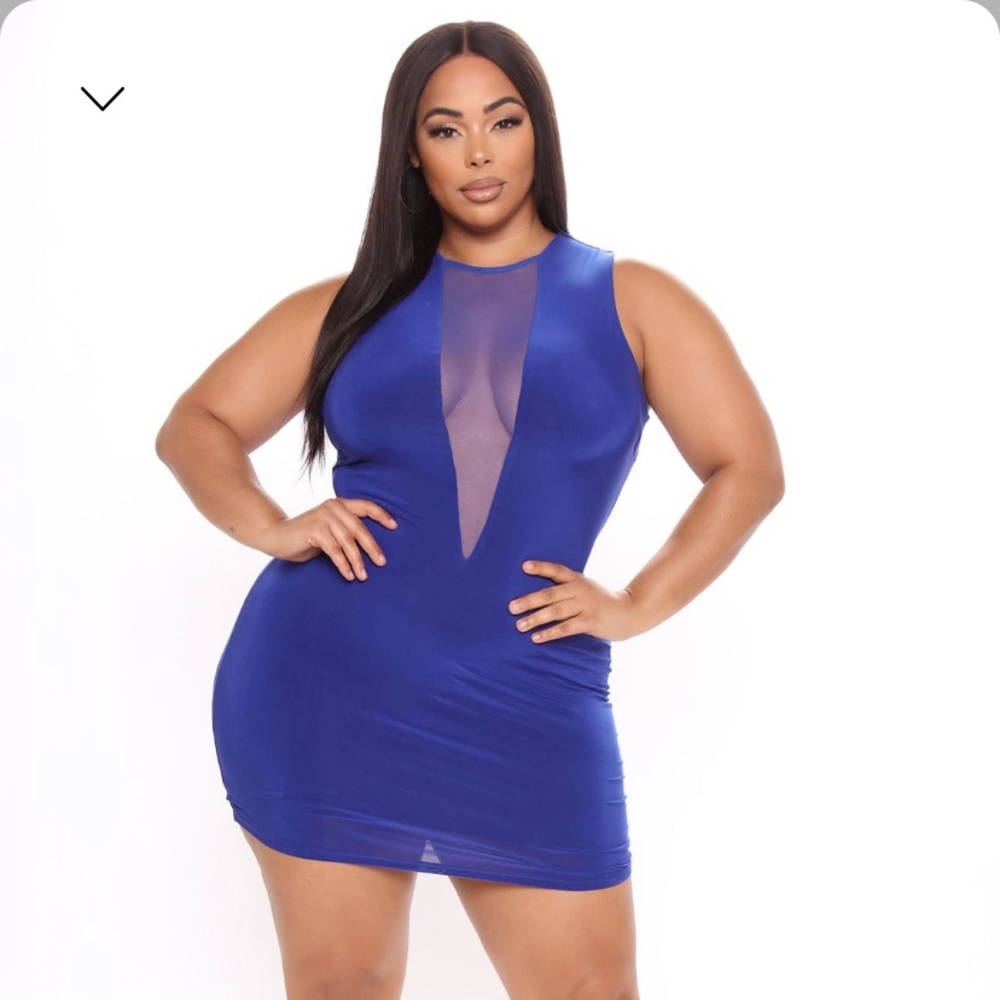 Deep Sleeveless Mini Royal Dress